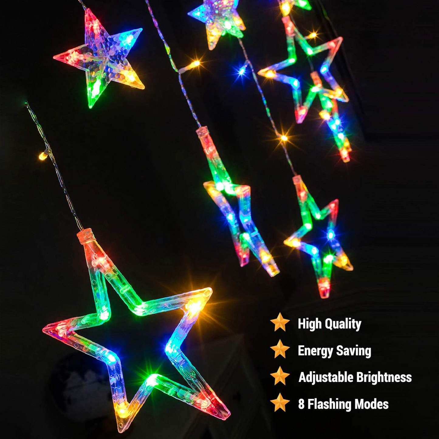 DazSpirit LED Star Curtain Lights with Remote Control 3.5m 138 LEDs 12 Star, Christmas Star Window Light Indoor and Outdoor