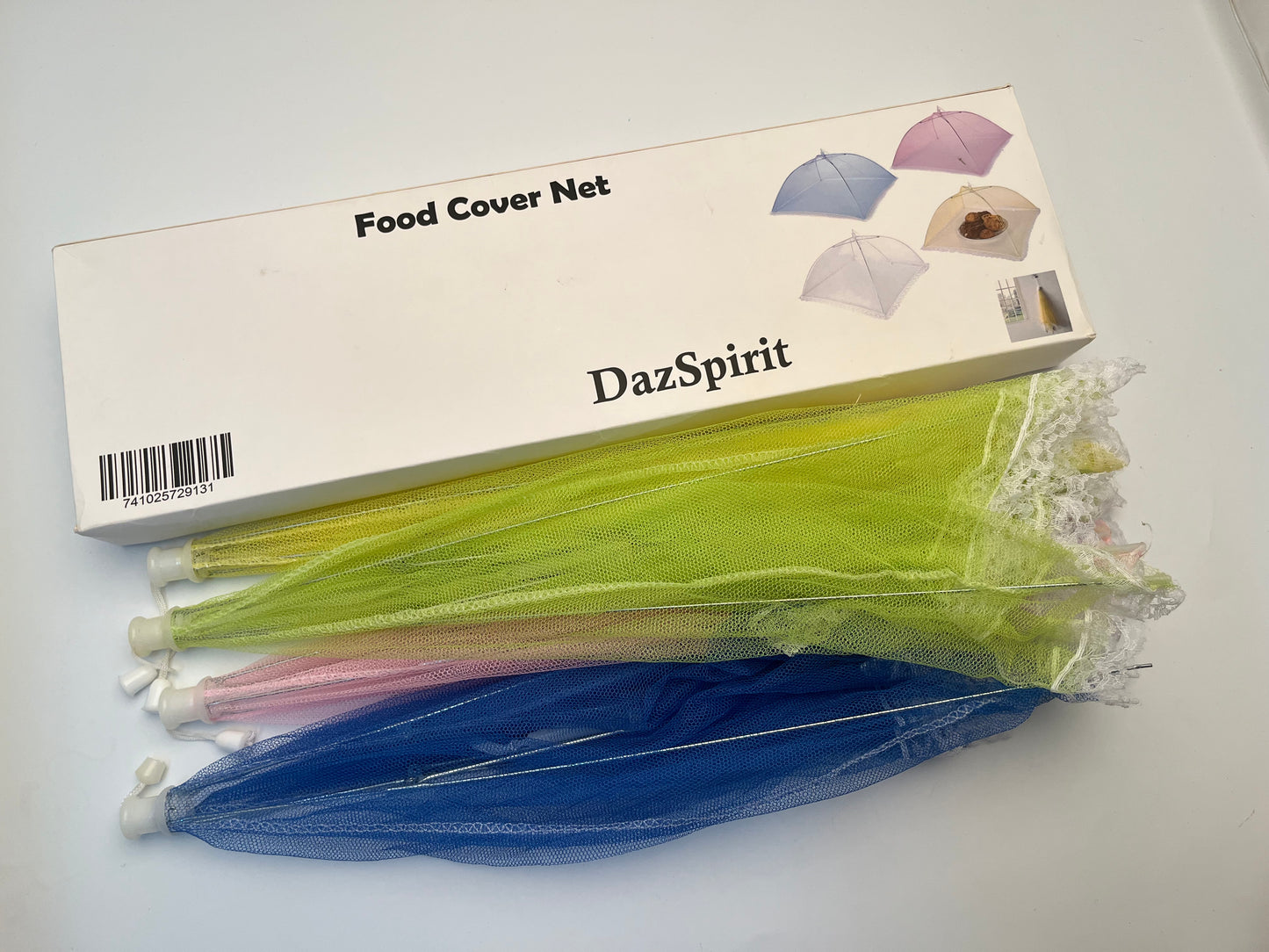 DazSpirit Pop-Up Mesh Food Covers Tent Umbrella 4 Pack Large 17 inch Reusable and Collapsible Screen Net Protectors for Outdoors Parties Picnics BBQs